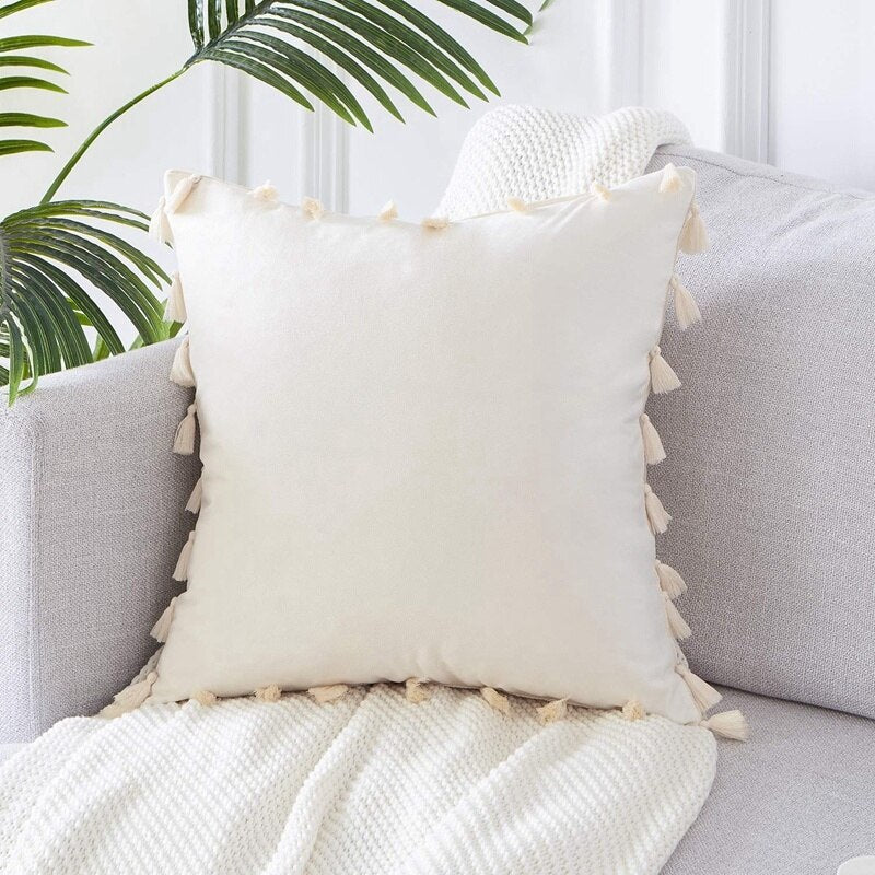 Cushion Cover with Tassel Pillow Cover Bedroom Sofa Decoration
